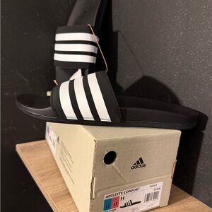 Adidas Adilette Comfort Black and White Slides